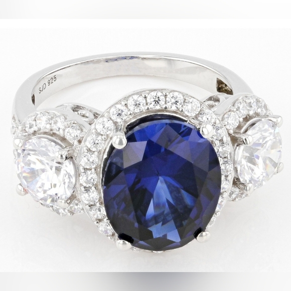 GENUINE BELLA LUCE 12CTTW STERLING SILVER SEPTEMBER BIRTHSTONE SAPPHIRE CZ RING7 - Picture 4 of 7